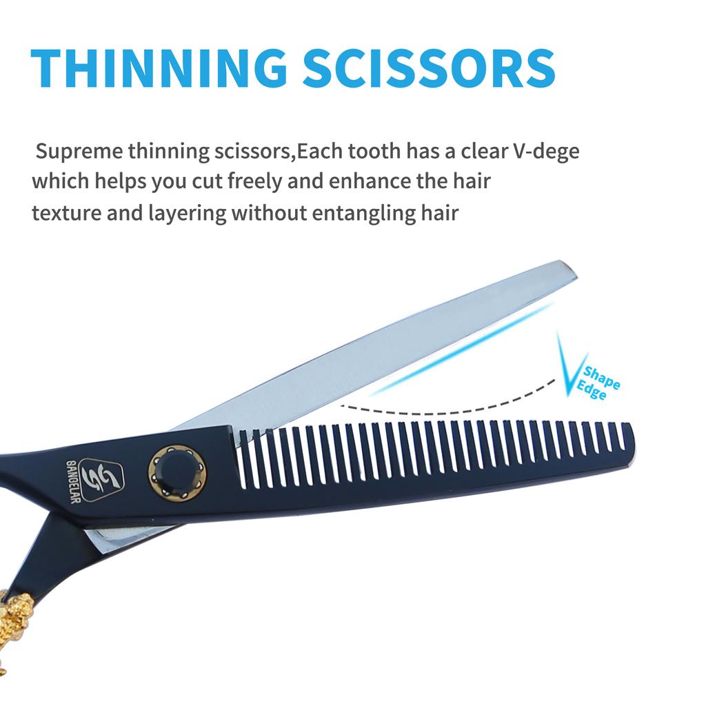 SANGELAR 6 Inch Left-handed Professional Hair Scissors, Magical for Girls' Hair Trimming,Dog Grooming Scissors Can Be Used As Pet Styling Tool
