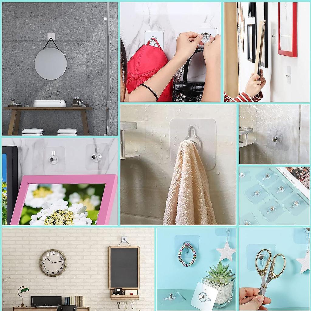 12 шт. клейкие настенные крючки для картин, крючки для картин 5,5 х 5,5 см без сверления со съемными винтами, прозрачные клейкие крючки для фотографий для фотографий F