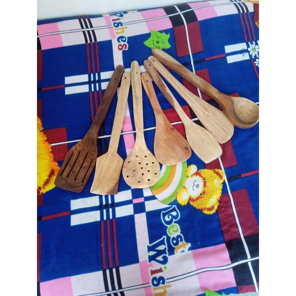 Деревянные сервировочные и кулинарные ложки деревянные коричневые ложки кухонные принадлежности набор из 7 - 8,3 см