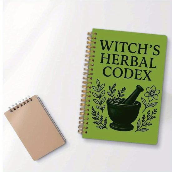 Witch's Herbal Notebook Vintage Spiral Bound Plant Journal with Bookmark Mystical Aesthetic Diary for Botany Notes