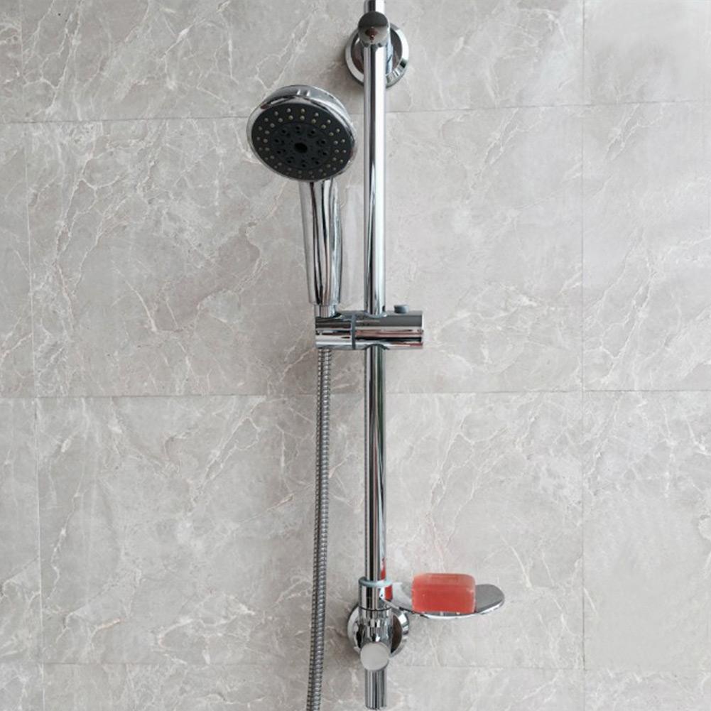 Stainless Steel Lift Type Shower Slide Bar Holder with Rod Soap Dish Suction Cup Install