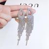 S925 Silver Teardrop Diamond Tassel Dangle Earrings - Korean Fashion, Celebrity Style for Women