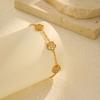 Elegant Five Leaf White Zircon Flower Bracelets, Stainless Steel Charm Chain Bracelets For Women Mom Girlfriend Gift Jewelry