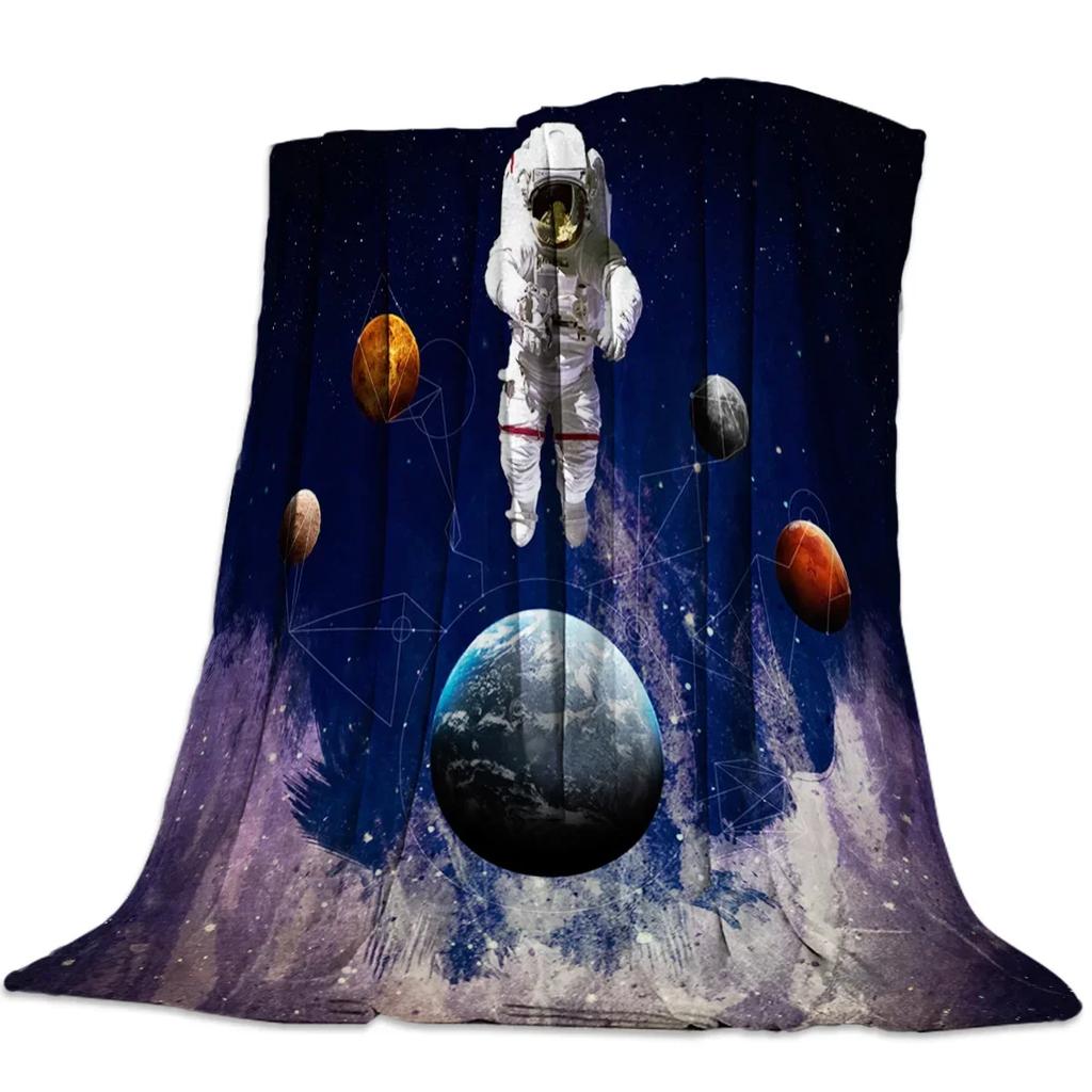 Sun Moon Blanket Throw, Planet Throws, Universe and Sky Navy Coverlet Blankets Hypoallergenic Lightweight All-Season Cozy Cover