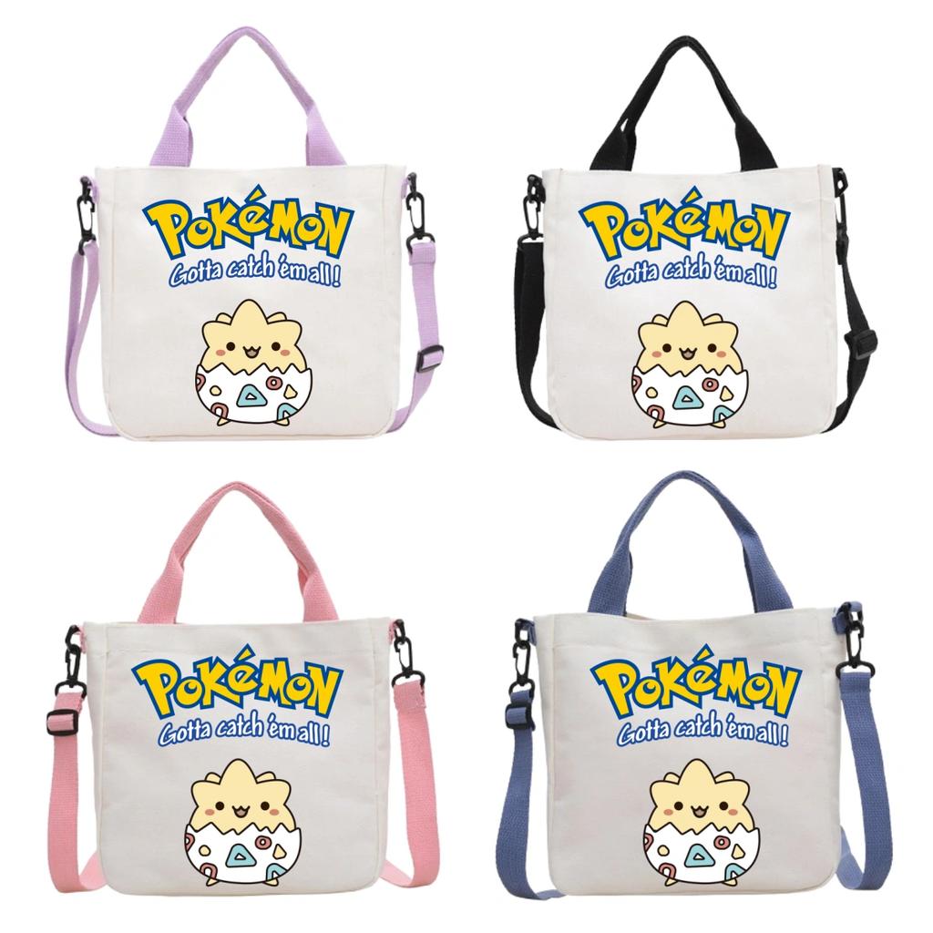 Канвасная сумка через плечо Pokemon с принтом в виде мультяшного Пикачу, модная портативная сумка для путешествий, покупок, хранения, большая вместимость