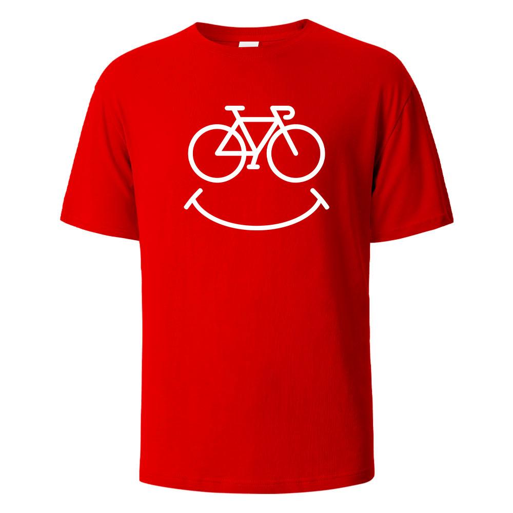 2026 New Funny Bike Smile Print Tshirt Men and Women Short Sleeved Tops Tshirts Mens Tee