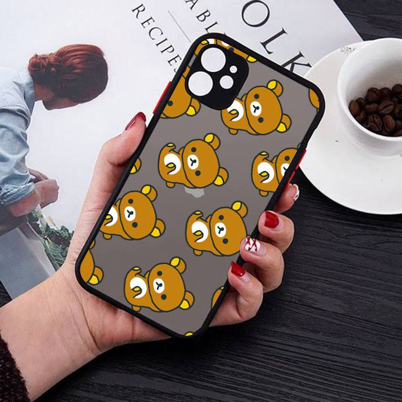 Чехол для телефона Rilakkuma для iPhone X XR XS 7 8 Plus 11 12 13 pro MAX 13mini, полупрозрачный матовый чехол