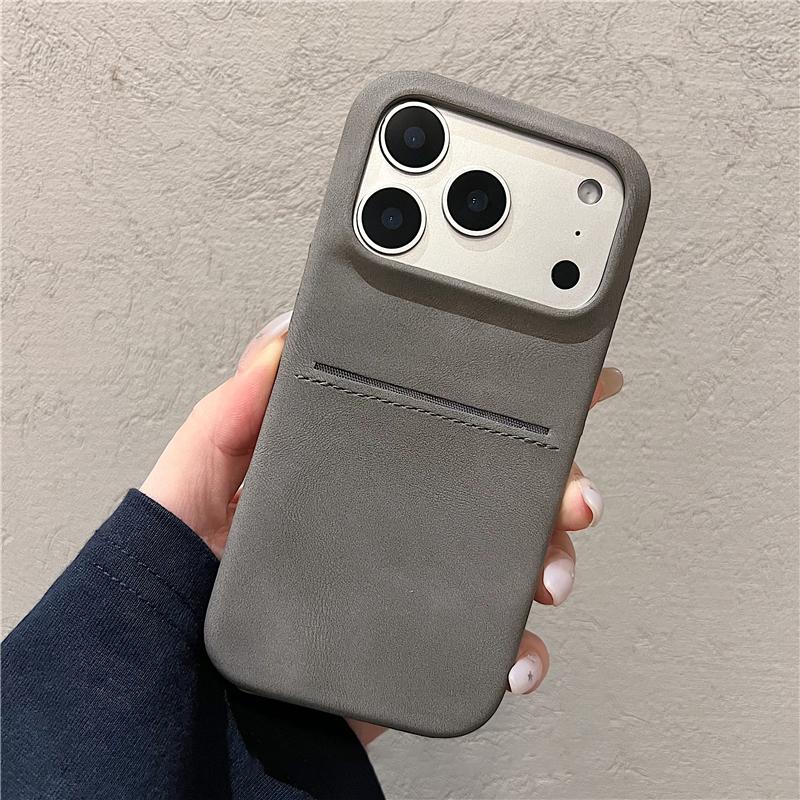 Деловой Кошелек-держатель для карт из ПУ-кожи Чехол-бампер для iPhone 17 Air 16 15 14 13 12 Pro Max Plus Ударопрочный Матовый ПК Мягкая крышка