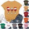 Women's Casual Christmas Printed Short Sleeved Loose Round Neck Pullover Top Top