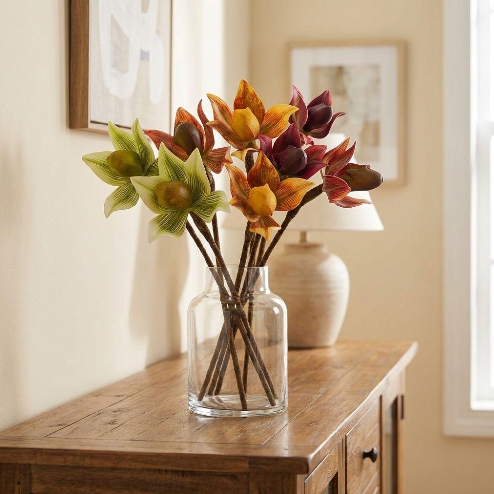 Real Touch Simulation Orchid Single Branch Imperial Slipper Orchid  Bedroom Decoration