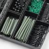 300Pcs/Set Carp Fishing Accessories Set with Storage Box Assorted Swivels Screws Pins Soft Tube Sleeve Blocking Bean Carp Fishing Gear Equipment Kit
