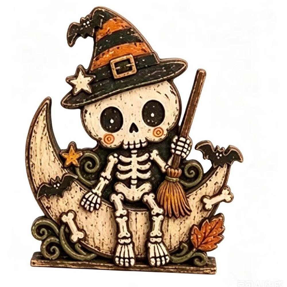 10cm Halloween Wooden Decoration Vintage Halloween Tiered Tray Decor  Home Decoration