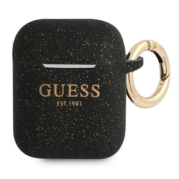 Guess Gua2Sggek Airpods 1/2 Coverczarny/Black Silicone Glitter