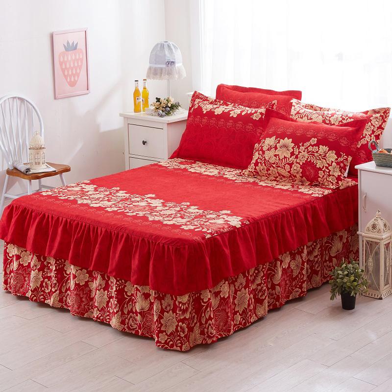 1PC Pastoral Style Bed Cover Colchas De Cama Matrimonial Double Lace Bed Skirt King Bedsheets Skirts (pillowcase Need Order)