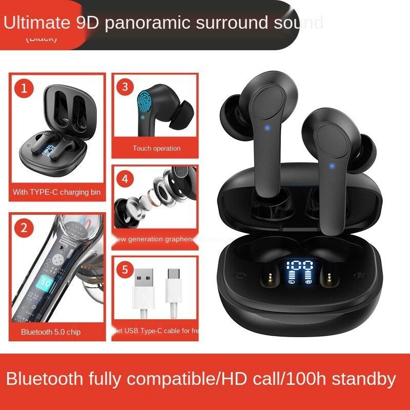 Новые беспроводные Bluetooth 5.0 наушники-вкладыши TWS, 9D стерео, спортивные, водонепроницаемые, с микрофоном