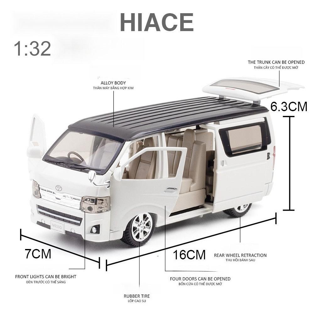 1:Модели игрушечных автомобилей HIACE Масштаб 32 Сплав Литье под давлением MPV Открывающиеся двери Инерционный Звук Свет Автомобиль для деловых поездок Подарки для мальчиков
