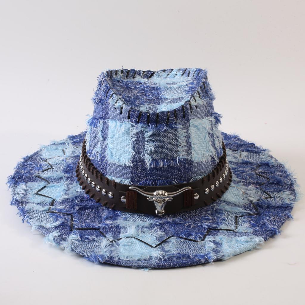 Европейский и американский классический ретро старый клетчатый бахрома джазовый головной убор мужской и женский уличный защита от солнца козырек большой козырек западная ковбойская шляпа