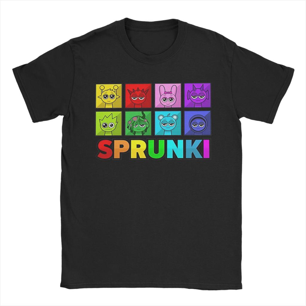 Новинка Игровой Футболка с Персонажами Sprunki Мужская с Круглым Вырезом с Короткой Рукавой Верхняя Часть Футболка Хлопок Летняя Одежда