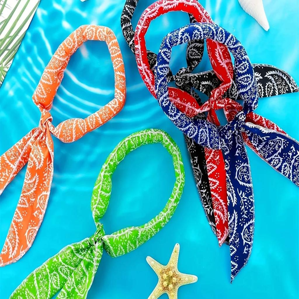 1-Pack Cooling Neck Scarf & Headband - Floral Paisley Pattern Scarf with Ice Water Soaking Feature Vibrant Designs Ideal for Hi