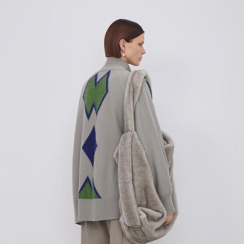 LESS Women's V-Neck Mid-Length Wool Cashmere Cardigan