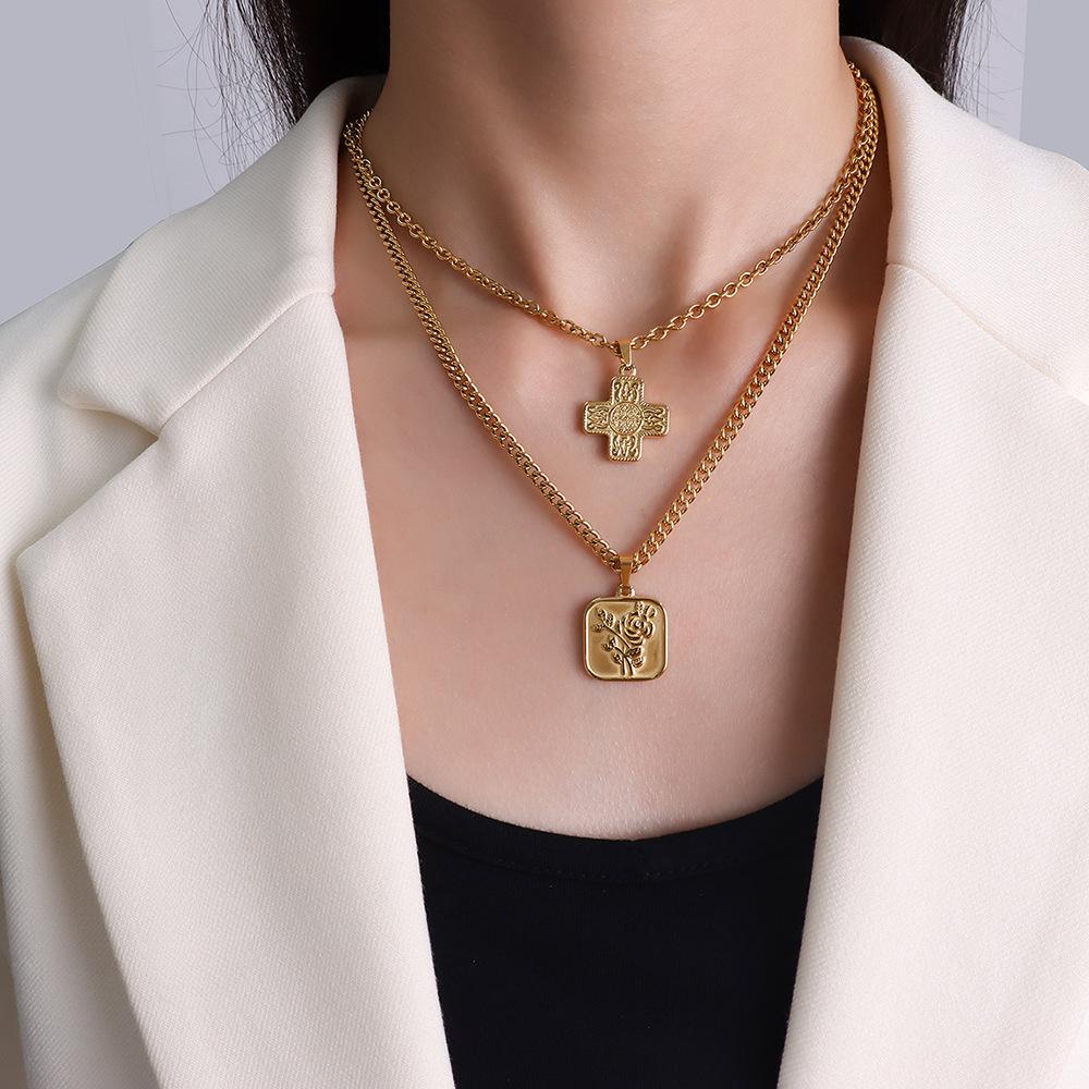 Marka Fashion Универсальное стекированное ожерелье из титановой стали с покрытием из 18-каратного золота О-образная цепочка без кулона Открытая цепочка Ювелирные изделия для женщин