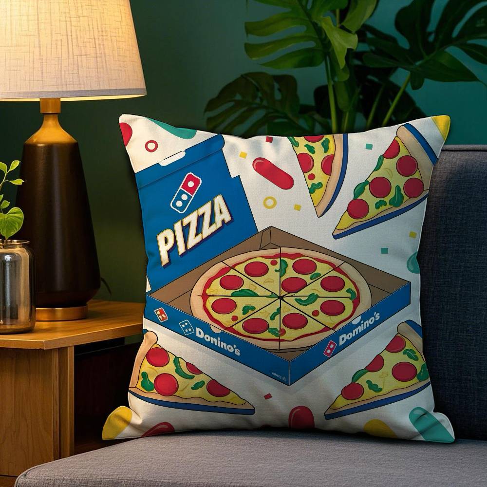 Food Anime D-Domino's Pizza Pillow Case Plush Fabric Soft Double Sided Print Home Sofa High Quality Cushion Cover Throw