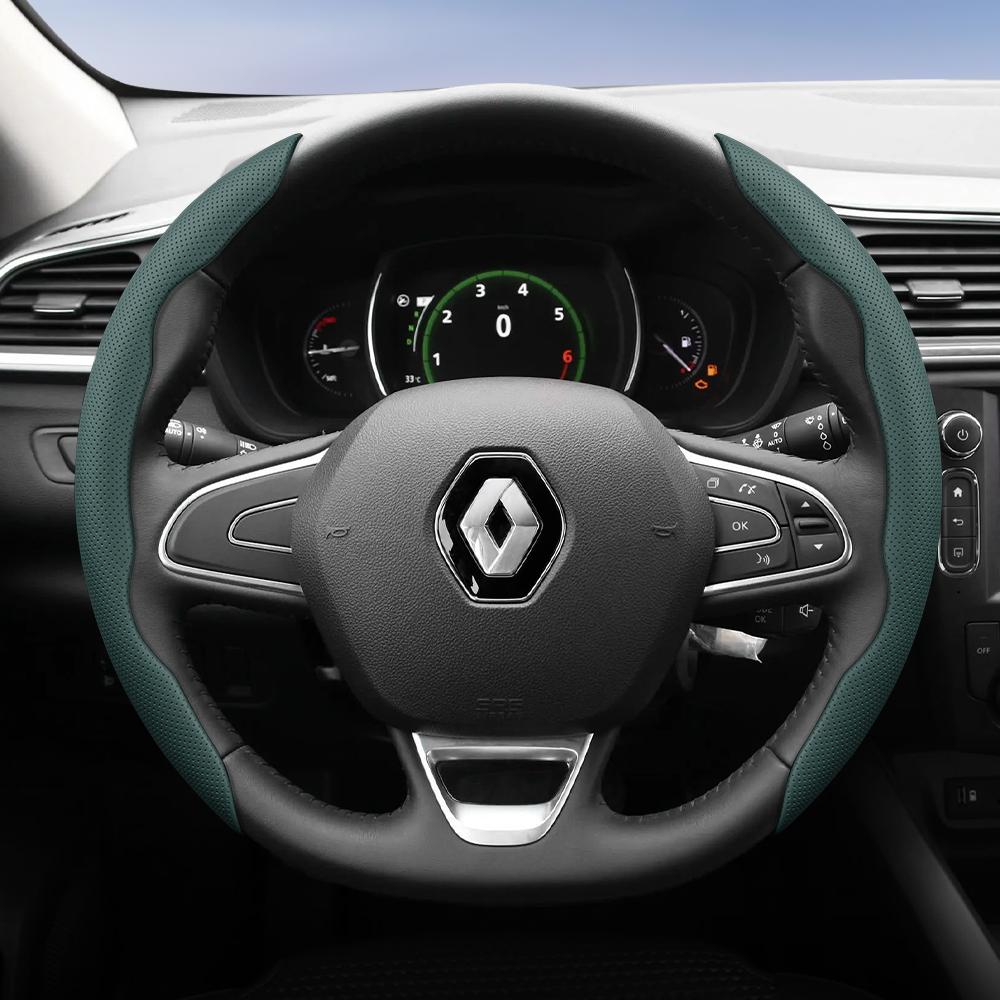 BHA1 Suitable for Renault Breathable Hole Leather Steering Wheel Cover Segmented Quick Release Design Non-Slip and Durable Megane 3 2 4 Clio4 5