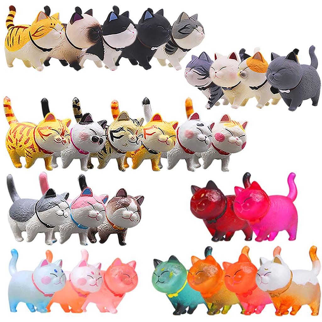 AAGWW Working Cat Figure Kitten Toy Mini Toy Cat Birthday Party Dark Colors Pieces 9 Designs 1 9 Designs 2 9 Designs Set, Figures, Characters,