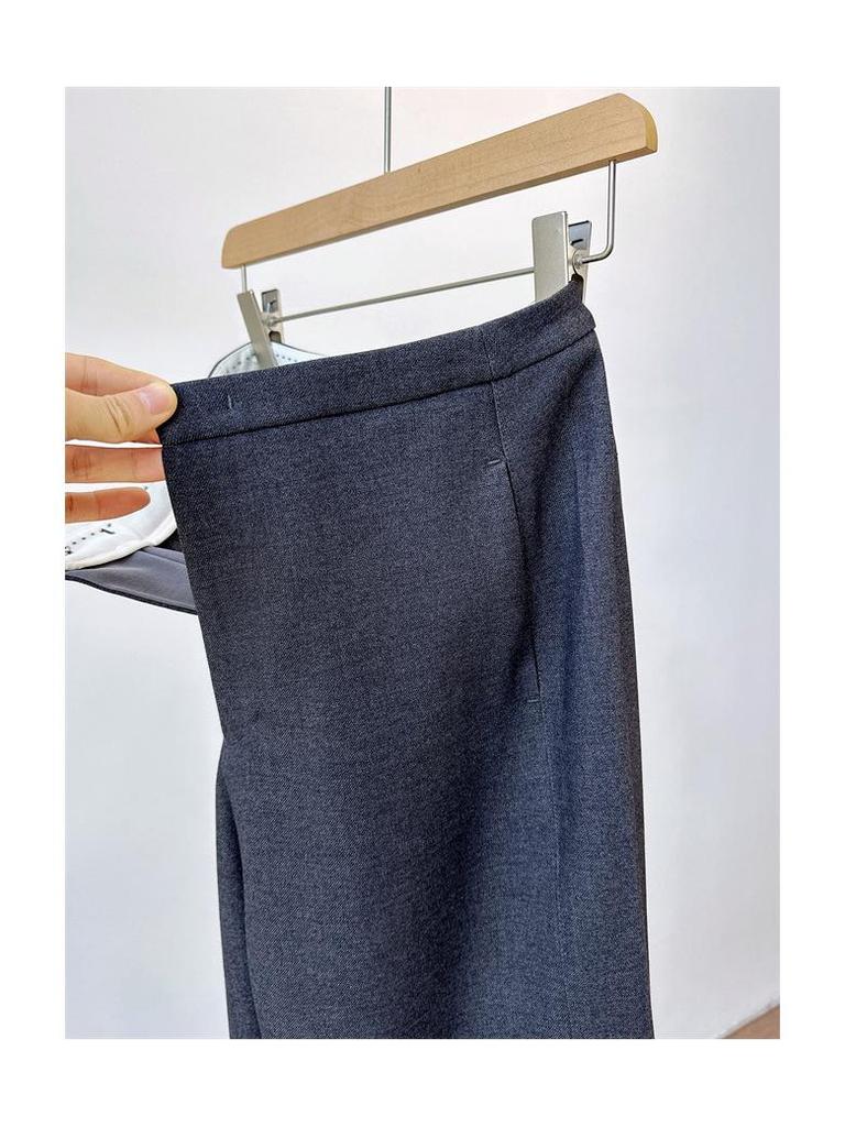 Ladies' Luxury Wool-Blend Wide-Leg Trousers: Elegant Old Money Style for Spring, Autumn, and Winter