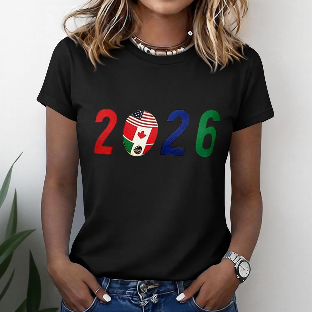 Women's Casual Short Sleeve T-Shirt Crew Neck 2026 Soccer Graphic Print Lightweight Soft Fabric Comfortable Fit
