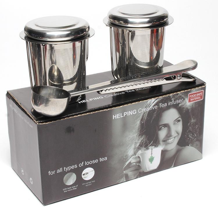 JMJM 304 Нержавеющая сталь Складной набор чайных ложек для капельного заваривания чая Ситечко с крышкой-зажимом Чайник Отделение для чая
