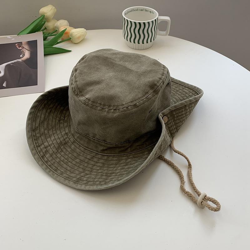 Outdoor camping bucket hat western cowboy hat women summer washed old sun hat mountaineering sun hat