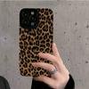 INS Коричневый чехол с леопардовым принтом для iPhone 16 15 12 13 14 11 Pro Max MiNi 7 8 Plus X XS XR SE Мягкий противоударный бампер