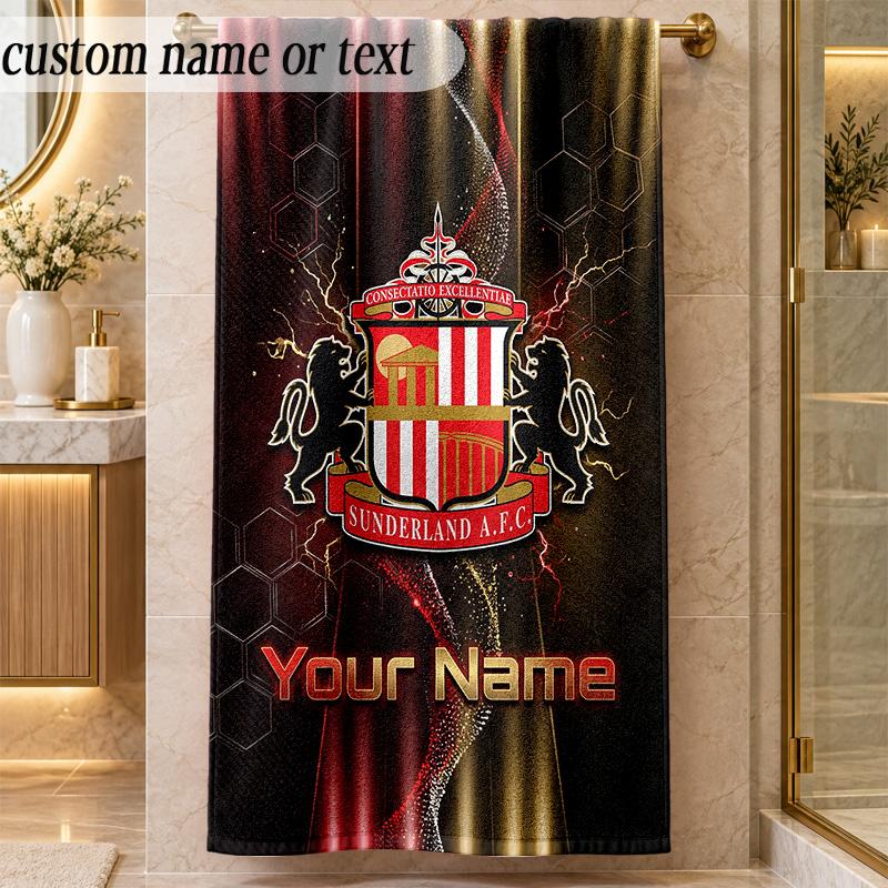 Beach TowelSunderland FC Custom Name Text Personalized Soft Towel for Beach Pool Indoor Home Decor Gift