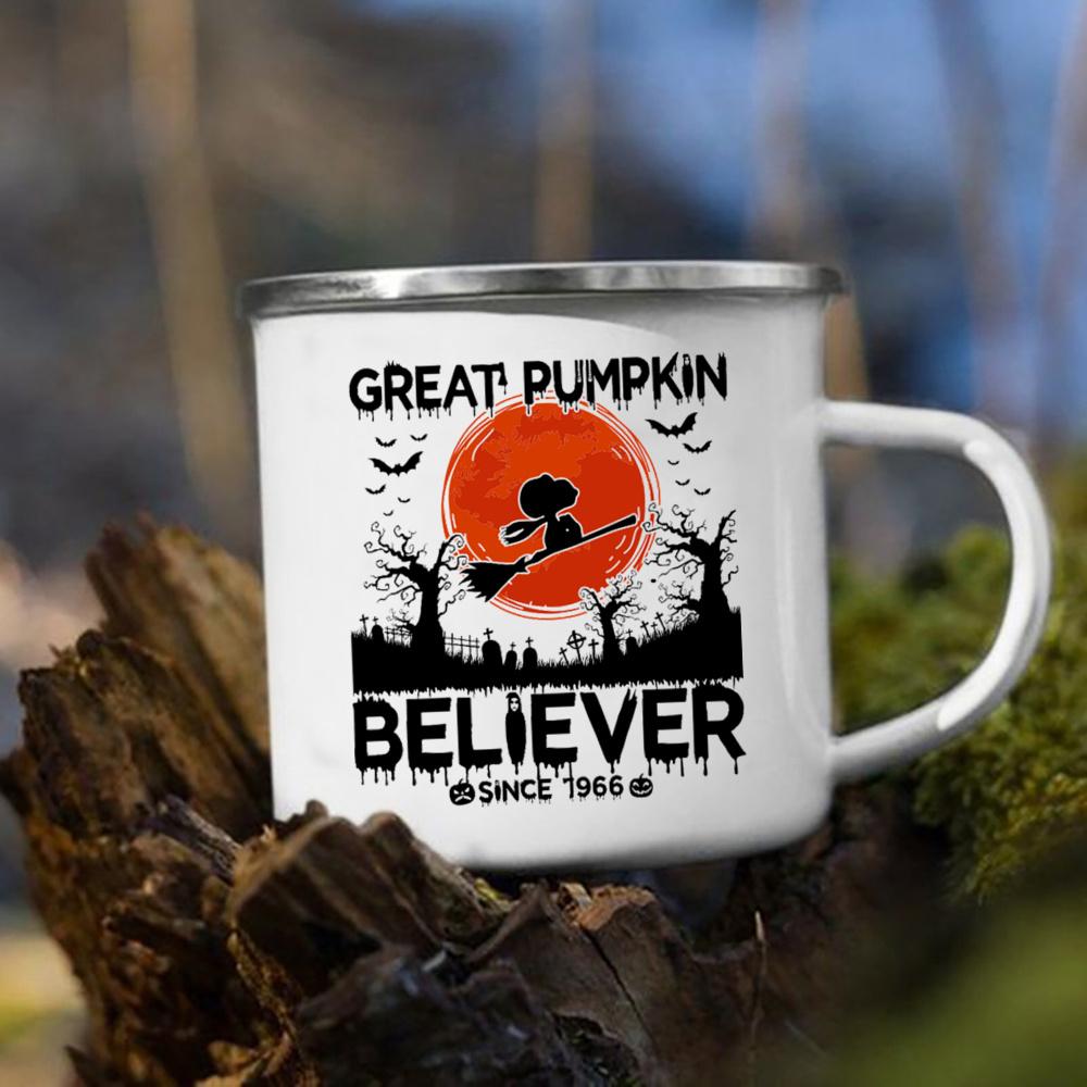 Witch Pumpkin Printing Mug Retro Halloween Enamel Handle Cups Coffee Tea Milk Mugs Party Kitchen Decorate Fun Gift for Children