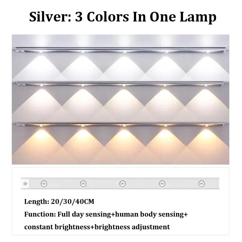Night Light With Motion Sensor Rechargeable USB LED Strip Lights For Bedroom Bedside Table Kitchen Cabinet Lamp