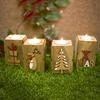 Christmas Ornament Wooden Candle Holder Mini Candlestick Party Table Decoration