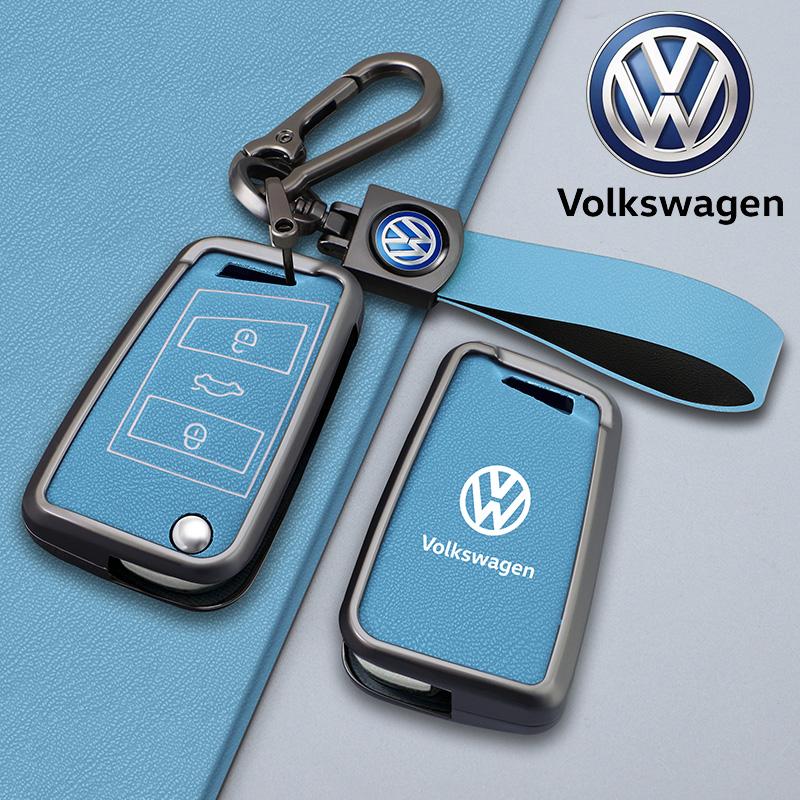 For VOLKSWAGEN VW Zinc Alloy Leather Car Remote Key Case Cover Protector Holder Shell For VW Volkswagen Golf 7 MK7 Tiguan MK2 Au