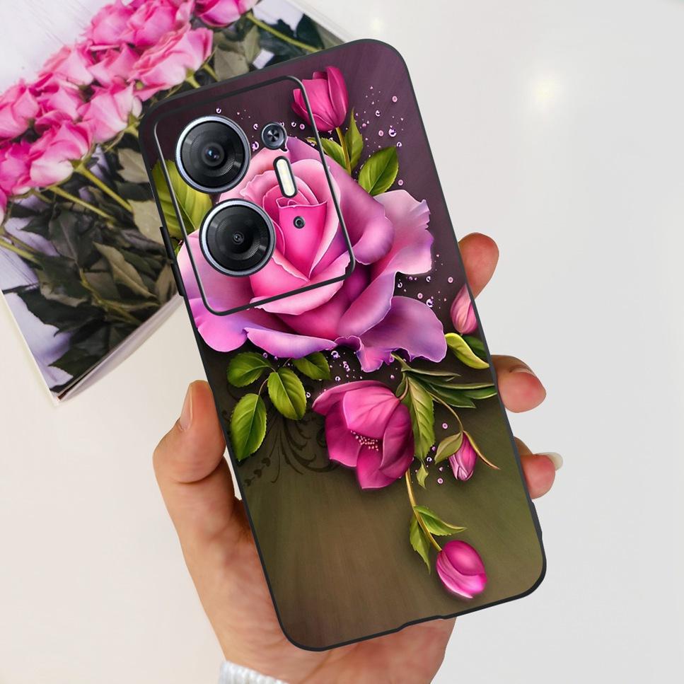 Для Infinix Hot 30 5G 6.78" Чехол Цветок ТПУ Мягкий Силикон Черная Крышка Для Infinix HOT 30 Hot30 X6832 Чехлы для Телефона Астронавт Fundas