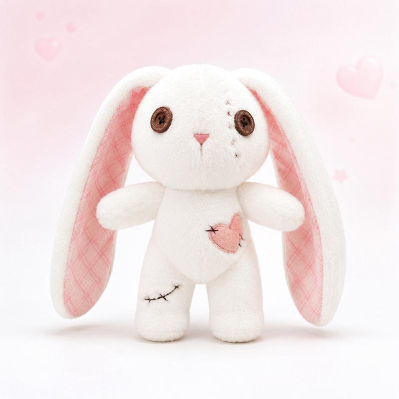 Halloween Spooky Bunny Plush Toy Funny Horror Series Stuffed Rabbit Doll with Patches & Button Eyes Creepy Cute Plushie