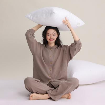 Женский хлопковый пижамный комплект, топ с длинным рукавом на пуговицах и длинные брюки, комплект для дома, повседневная двухпредметная одежда для сна