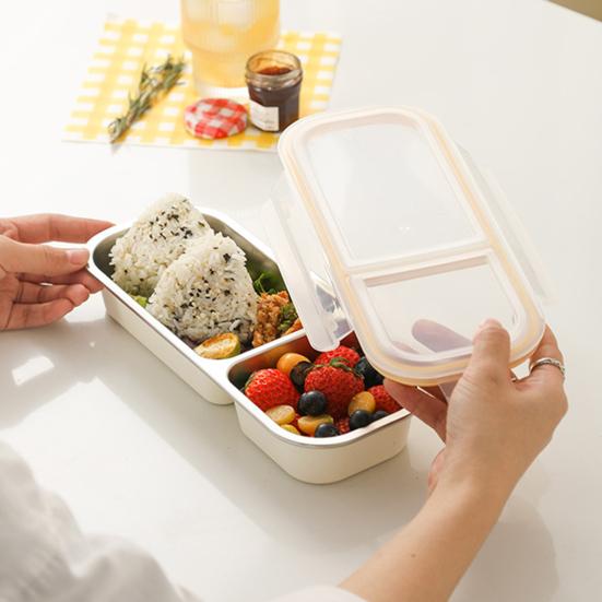 Stainless Steel Snack Containers Divided Condiment Box with Lids Lunch Box