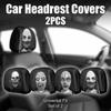 2PCS Stain-Proof Car Headrest Covers Elastic Halloween Car Pillowcase  Gift for Car Lover