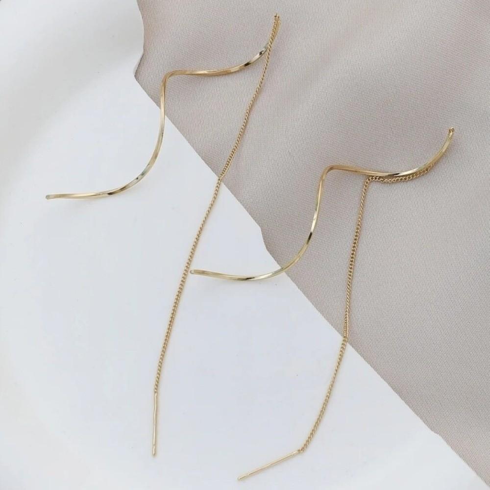 1 Pair Korean Style Long Chain Earrings Threader Type Party Earrings Gifts