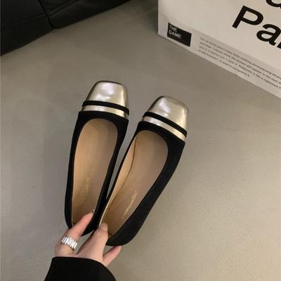 Женские туфли-лодочки, массивные топсайдеры, офисные женские туфли без шнуровки с квадратным носком, модельные туфли на среднем каблуке на металлическом каблуке