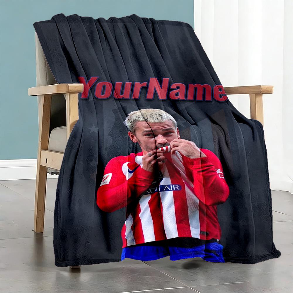 Atletico Madrid Customize Text Blanket Lightweight Customizable Blanket Warmthful Decor Perfect for Nap Home Decor Bed Seaside for All Occasions