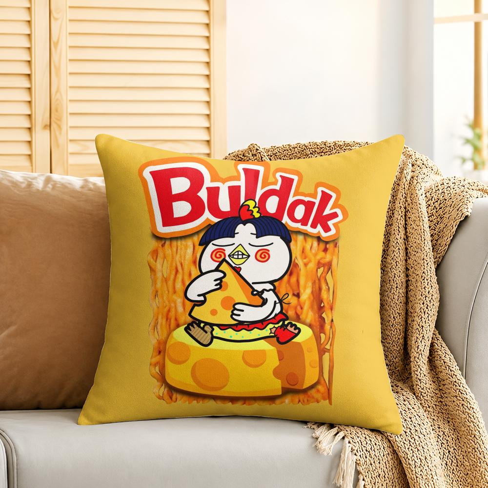 Cute Anime BBuldak Rame Cushion Cover Silky Short Plush Invisible Zipper Dustproof Sofa Pillow Case For Home Decor