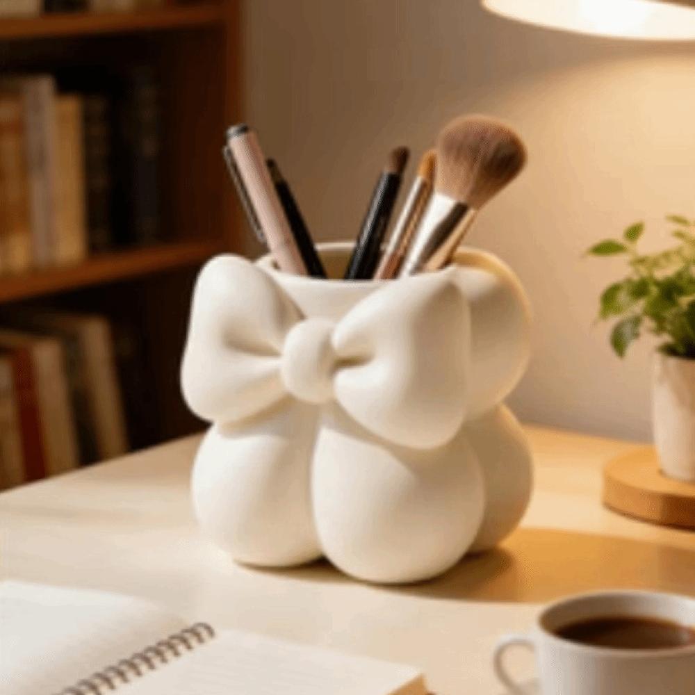Creative Bow Pen Holder 3D Printed Makeup Brush Storage Case Desktop Organizer  Vanity Organizer