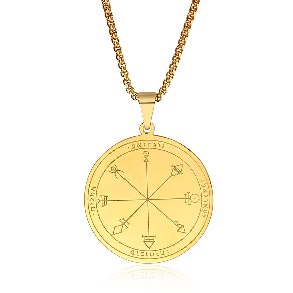 Talisman of Protection Good Luck Wealth Seal of Solomon Stainless Steel Necklaces Pendants Women Men Jewelry
