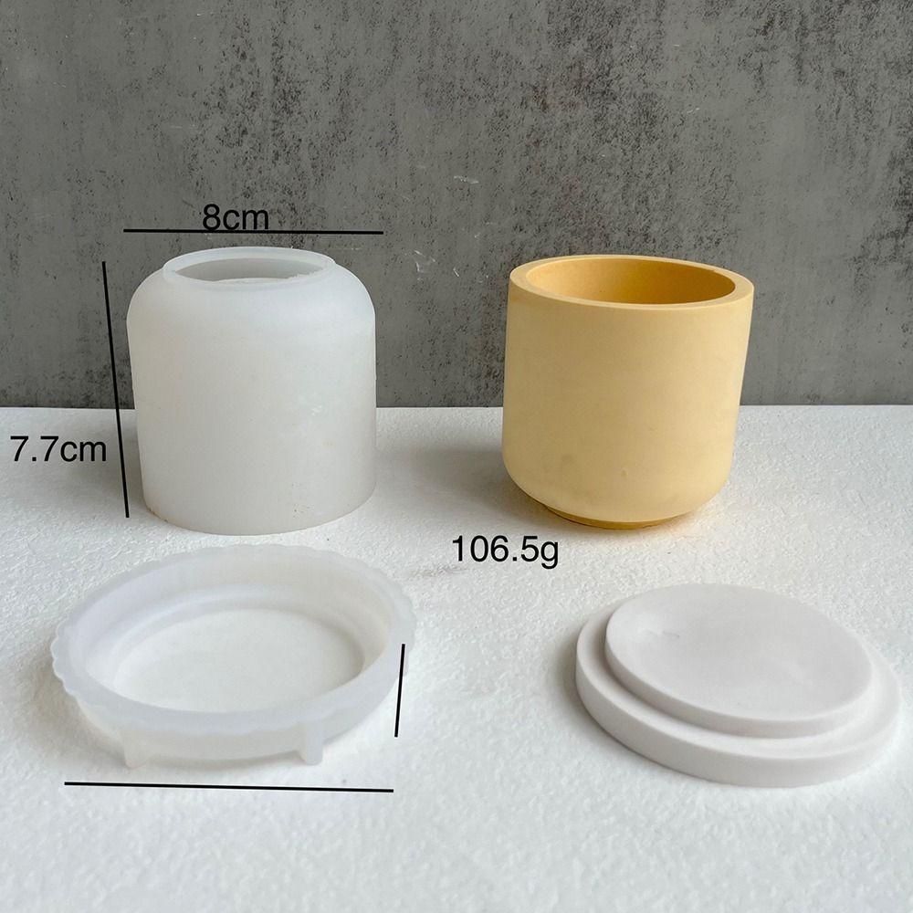 Clay Tools Handmade Silicone Mould with Cover Round Stripe Bottle Candle Molds 3D Art Wax Mold